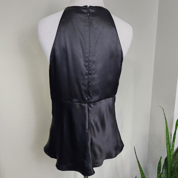 100% Silk Black and Pearl String Halter Top Women's Size 8 - Picture 3 of 7